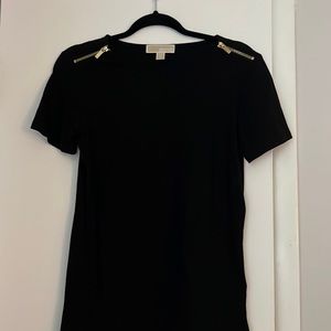 Tee with Gold Zipper Accents